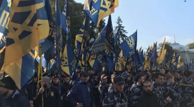 В Киеве прошел митинг за получение гражданства Украины участниками АТО 
